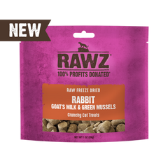 RAWZ Cat Rabbit, Goat's Milk & Green Mussels Freeze Dried Treat 1oz