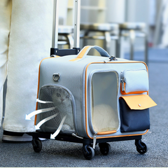 Pet Carrier Backpack with Foldable Trolley