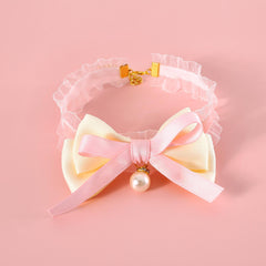 Pet Tie Collar with Pearl - Pink