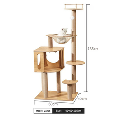 Mansion Cat Tree Wood - 135cm ZM06