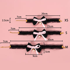 Pet Tie Collar with Pearl - Black