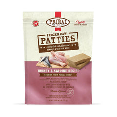 Primal Dog Frozen Raw Turkey & Sardine Patties