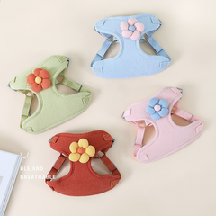 Pet Harness Padded Flower Vest with Leash