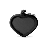 MyFamily - Hushtag Black Aluminum Heart ID Tag with Rubber