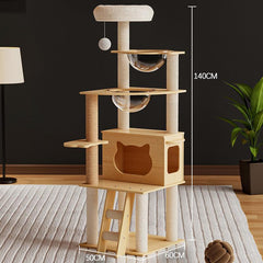 Mansion Cat Tree Wood - 140cm B52