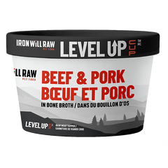 Iron Will Raw - Dog Level Up Cup Frozen Beef & Pork in Bone Broth