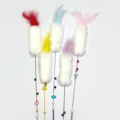 Cat Teaser Rabbit Tail with Feather and Bell