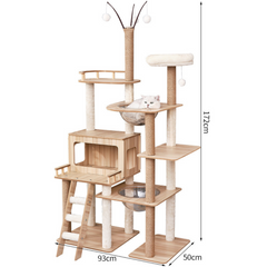 Mansion Cat Tree Wood - 172cm B56