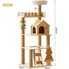 Mansion Cat Tree Wood - 154cm B64