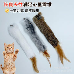 Natural Gall Fruit & Rabbit Fur Strip Cat Toy (Enrichment Toy)