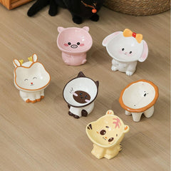 Pet Elevated Ceramic Feeding Bowl Animal Style