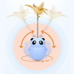 Roly-Poly Panda Training Cat Toy with Feather