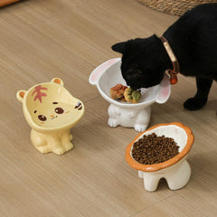 Pet Elevated Ceramic Feeding Bowl Animal Style