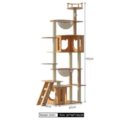 Mansion Cat Tree Wood - 195cm ZM01