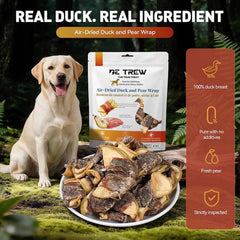 DE TREW Air-Dried Duck & Pear Wraps Dog Treats 454g