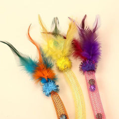 Cat Spring Bell Toy with Feather