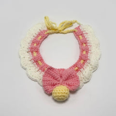 Handmade Knitted Crochet Collar - Green Poppy