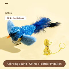 Cat Feather Bird Toy Teaser with Chirping Sound