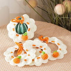 Handmade Knitted Crochet Collar - Orange