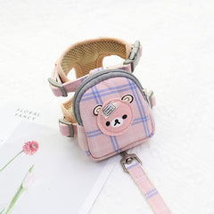 Pet Harness Teddy Bear Backpack Padded Vest with Leash
