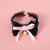Pet Tie Collar with Pearl - Black