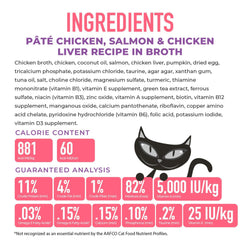 Tiki Cat Silver Senior Mousse + Shreds Chicken, Salmon & Chicken Liver Recipe in Broth