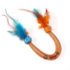 Cat Spring Bell Toy with Feather