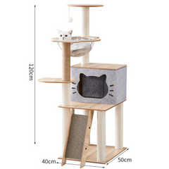 Mansion Cat Tree Wood Grey Cat Face Shape - 120cm N1 Grey