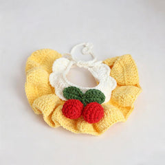 Handmade Knitted Crochet Collar - Green Poppy