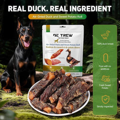 DE TREW Air-Dried Duck & Sweet Potato Rolls Dog Treats 454g