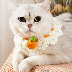 Handmade Knitted Crochet Collar - Orange