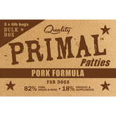 Primal Dog Frozen Raw Pork Patties Bulk 18lb