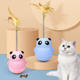 Roly-Poly Panda Training Cat Toy with Feather