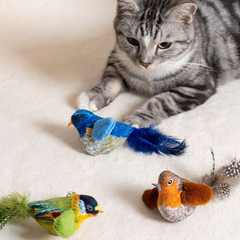 Cat Feather Bird Toy Teaser with Chirping Sound