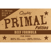 Primal Dog Frozen Raw Beef Patties Bulk 18lb