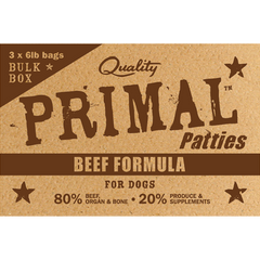 Primal Dog Frozen Raw Beef Patties Bulk 18lb