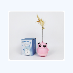 Roly-Poly Panda Training Cat Toy with Feather