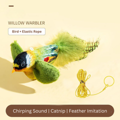 Cat Feather Bird Toy Teaser with Chirping Sound