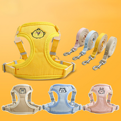 Pet Adjustable Harness Padded Vest with Leash Cartoon Face