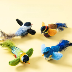 Cat Feather Bird Toy with Chirping Sound