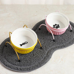 Pet Ceramic Bowl Elevated with Metal Wire Stands