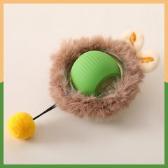 Pet Interactive Self Rolling Ball Toy with Fur Coat Rechargeable