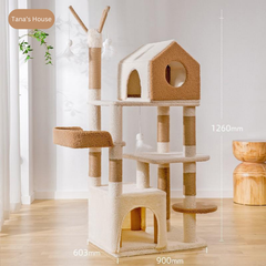 Plush Mansion Cat Tree 126cm Tall