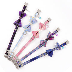 Pet Plaid Collar with Bow