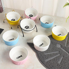 Pet Ceramic Bowl Elevated with Metal Wire Stands