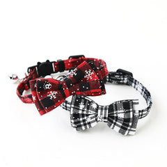 Pet Christmas Plaid Bow Collar