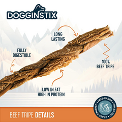 DOGGINSTIX Braided Beef Tripe