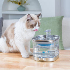 Automatic Stainless Steel Circulating Cat Water Fountain w Sensor Charging 2L