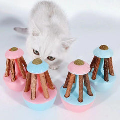 Catnip Wooden Polygonum Tumbler Interactive Cat Toy