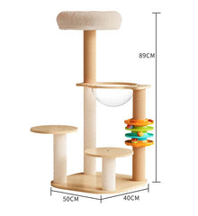 Mansion Cat Tree Wood with Rattle Balls - 89cm B62